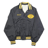 DON ALLERSON Mens Black & Yellow Varsity Button Jacket S Nylon Embroidered 1987