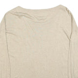 TOMMY HILFIGER Womens Beige Plain Cotton Blend Jumper Crew Neck Basic Knit 2XL