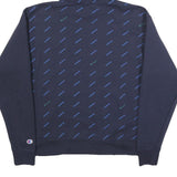 CHAMPION Mens Navy Blue & Green Hooded Pullover L Cotton Blend Hoodie