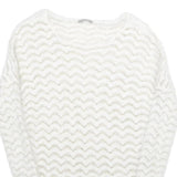 ORSAY Womens White Plain Jumper Crew Neck Basic Knit S Soft Fit Lightweight