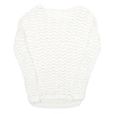 ORSAY Womens White Plain Jumper Crew Neck Basic Knit S Soft Fit Lightweight