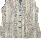 MISS ETAM Womens Beige Tailored Jacket L Cotton Blend Striped Floral Pattern