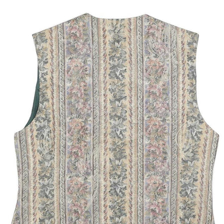 MISS ETAM Womens Beige Tailored Jacket L Cotton Blend Striped Floral Pattern