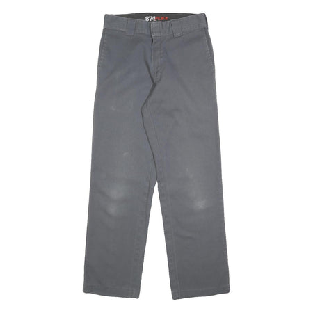 DICKIES Mens Cotton Blend Grey Regular Straight Trousers W30 L32 Workwear Zip