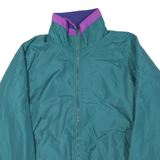 SIERRA SPORT Mens Green Purple Zip Jacket L Polyester Blend Plain Lightweight