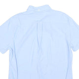 TOMMY HILFIGER Mens Blue Cotton Blend Shirt M Classic Button-Down Collar Short