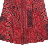 KORET Womens Red Black Floral Patchwork A-Line Knee Length Polyester Blend Skirt