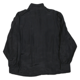 Womens Black Basic Long Sleeve Button Neck Plain Top L Elegant Officewear