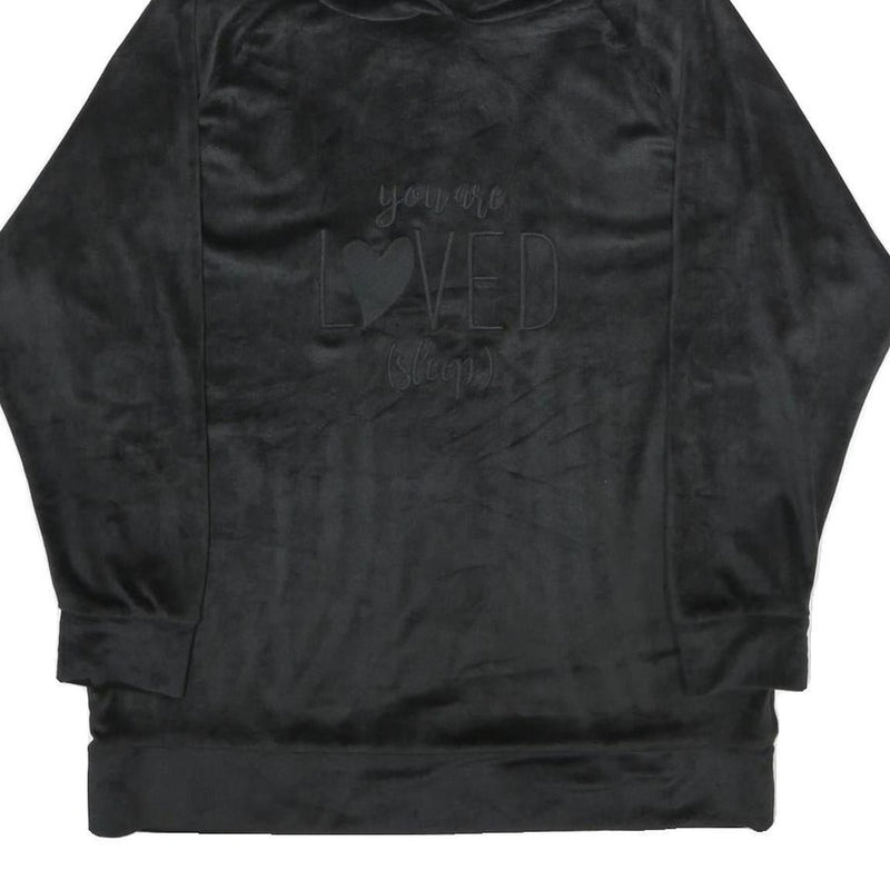 PURE SECRET Womens Black Velvet Hoodie XS Soft Plush Pullover Casual Top