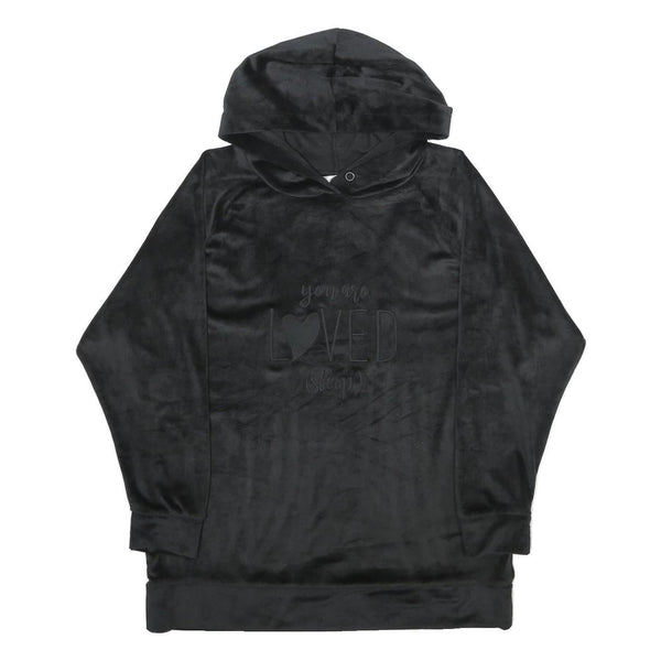 PURE SECRET Womens Black Velvet Hoodie XS Soft Plush Pullover Casual Top