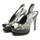 BEBE Womens Slingback Platform Heels Black & White Leather UK 5 Elegant Style