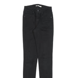 LEVI'S 721 Womens Slim Black Denim Jeans W25 L34 Cotton Blend Zip