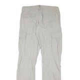 H&M Mens Relaxed Beige Cotton Blend Cargo Trousers W35 L31 Casual Zip Pocketed