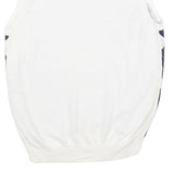 RUSSEL SIMONS Mens White & Navy Patterned Sleeveless V-Neck Basic Knit Jumper S
