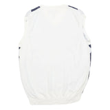 RUSSEL SIMONS Mens White & Navy Patterned Sleeveless V-Neck Basic Knit Jumper S