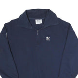 ADIDAS Womens Navy Blue Sweatshirt 1/4 Zip UK 8 Cotton Blend Casual Sportswear
