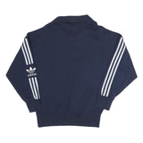 ADIDAS Womens Navy Blue Sweatshirt 1/4 Zip UK 8 Cotton Blend Casual Sportswear