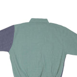 ALEXXIS Mens Green & Navy Striped Short Sleeve Polo Shirt L Cotton Blend Casual