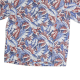 PARADISE BAY Mens Blue & Red Leaf Patterned Cotton Shirt M Hawaiian Style