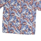 PARADISE BAY Mens Blue & Red Leaf Patterned Cotton Shirt M Hawaiian Style