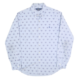 RALPH LAUREN Mens Blue Cotton Blend Shirt L Button Down Collar Classic Fit