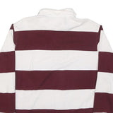 CHARLES RIVERR Mens Maroon & White Rugby Stripe Long Sleeve Polo Shirt M Thick