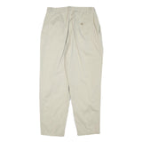 Mens Cotton Blend Beige Relaxed Trousers W30 L27 Casual Zip Closure Plain