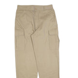 Beige Mens Regular Fit Cotton Blend Cargo Trousers W32 L32 Utility Pocket Zip