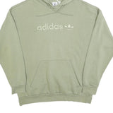 ADIDAS Womens Green Hoodie UK 14 Cotton Blend Pullover Casual Streetwear