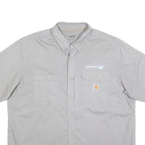 CARHARTT Mens Grey & Light Grey Short Sleeve Work Shirt 2XL Button Down