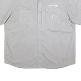 CARHARTT Mens Grey & Light Grey Short Sleeve Work Shirt 2XL Button Down
