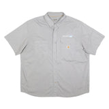 CARHARTT Mens Grey & Light Grey Short Sleeve Work Shirt 2XL Button Down