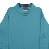 METROPOLITAN Womens Blue Collared L Cotton Blend Sweatshirt Pullover Casual