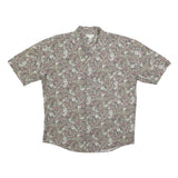BANANA REPUBLIC Mens Beige Green & Maroon Leaf Print Shirt XL Summer Casual