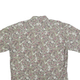 BANANA REPUBLIC Mens Beige Green & Maroon Leaf Print Shirt XL Summer Casual