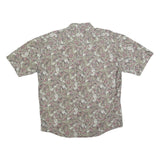 BANANA REPUBLIC Mens Beige Green & Maroon Leaf Print Shirt XL Summer Casual