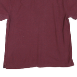 TOMMY HILFIGER Mens Maroon Short Sleeve Plain Polo Shirt L Cotton Blend Classic