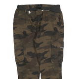 BERSHKA Womens Cotton Blend Green & Brown Camouflage Slim Cargo Trousers W34 L27