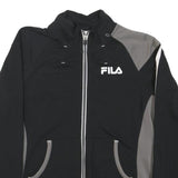 FILA Womens Black & Grey Track Jacket L Polyester Blend Zip Sportswear