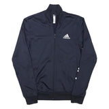 ADIDAS Mens Navy Blue Track Jacket XS Polyester Blend Zip Logo Sleeve