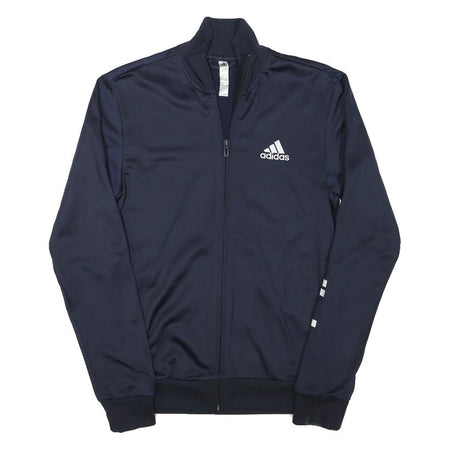 ADIDAS Mens Navy Blue Track Jacket XS Polyester Blend Zip Logo Sleeve