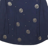 WHITE STUFF Womens Navy Blue Printed Long Sleeve Round Neck Top UK 10