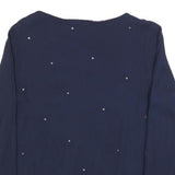 WHITE STUFF Womens Navy Blue Printed Long Sleeve Round Neck Top UK 10