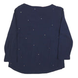 WHITE STUFF Womens Navy Blue Printed Long Sleeve Round Neck Top UK 10