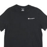 CHAMPION Mens Black Graphic T-Shirt L Short Sleeve Crew Neck Logo Print