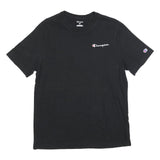 CHAMPION Mens Black Graphic T-Shirt L Short Sleeve Crew Neck Logo Print