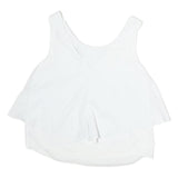 TRAFALUC Womens White Basic Sleeveless Round Neck Plain M Summer Top