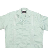YUGA CHEN Mens Pale Green Shirt M Casual Short Sleeve Button-Up Polyester