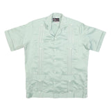 YUGA CHEN Mens Pale Green Shirt M Casual Short Sleeve Button-Up Polyester