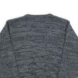 ATLANTIC TRADERS Mens Grey & Teal Patterned Acrylic Jumper Crew Neck Chunky Knit